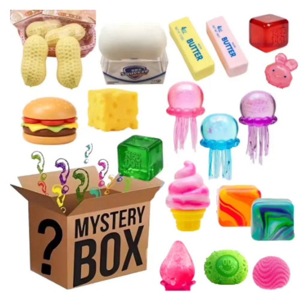Assorted Stress Relief Squeeze  Shaped Squishy Balls Anxiety Relief Sensory Fidget For Kids & Adults Mystery Blind Box Gift Set