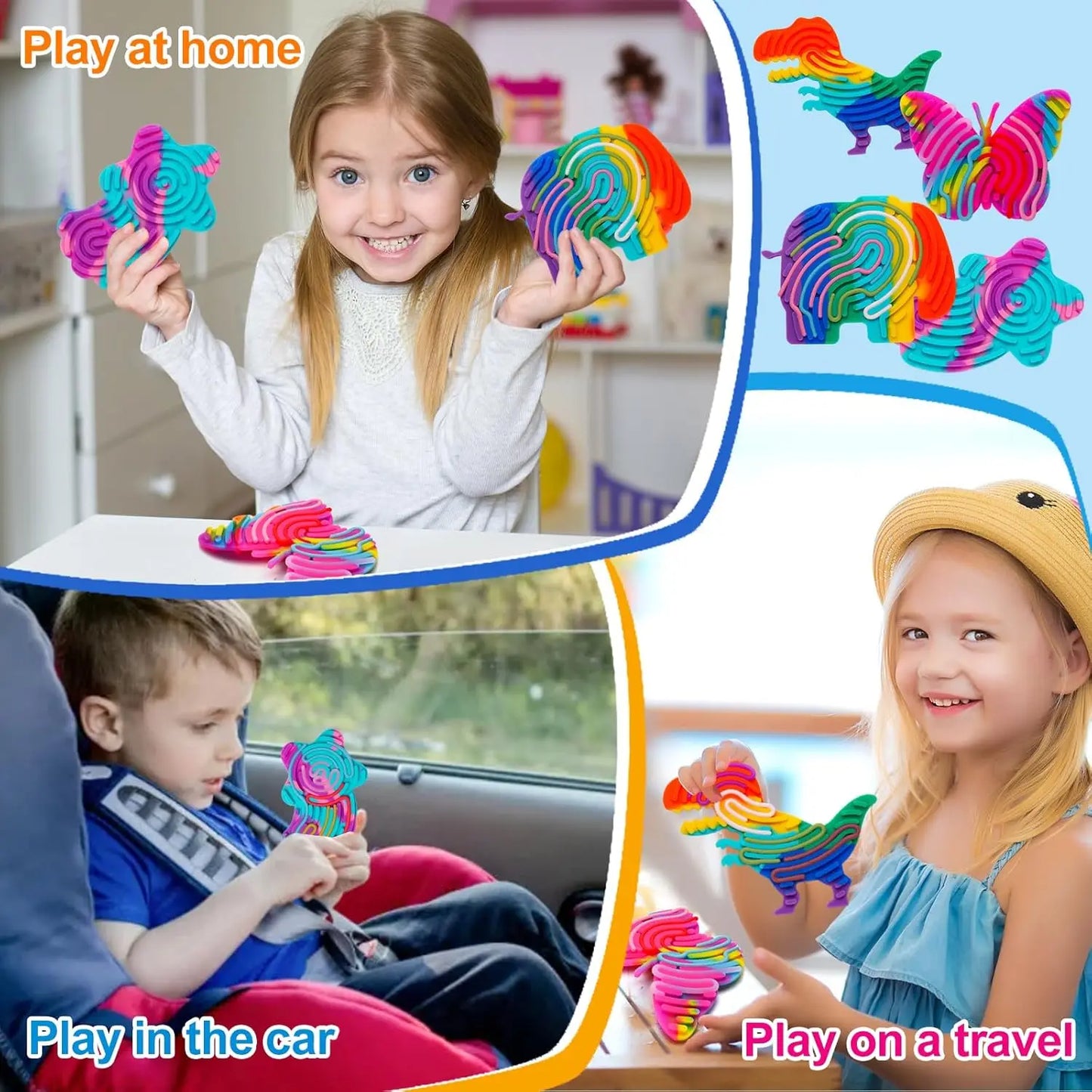 Cartoon Sensory Activity Ball with 11 Rods Silicone Fidget Toys Stress Relief ADHD and Autism Sensory Toys for Kids Adult New