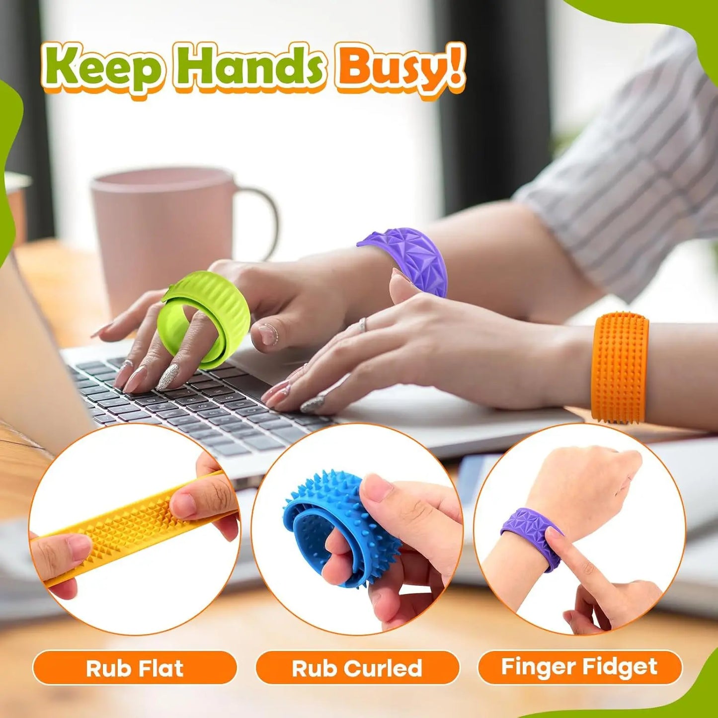 6 Pack Fidget Toys Slap Bracelets